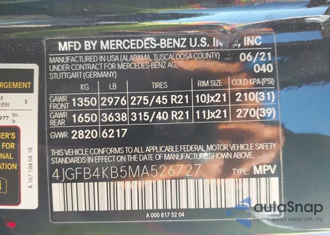 2021 Mercedes-Benz Gle 350 4Matic из США, поврежденный, VIN 4JGFB4KB5MA526727